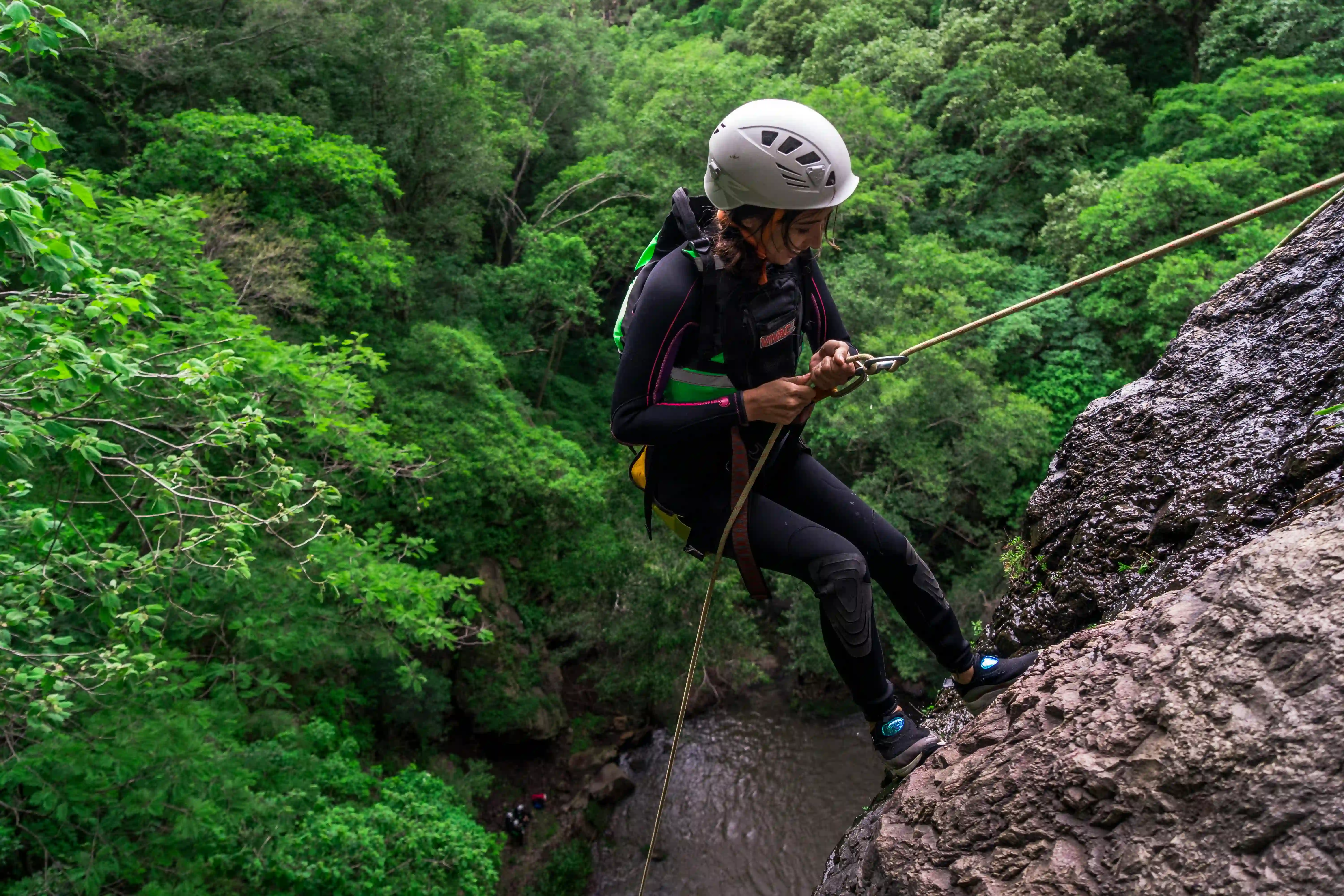 Person on a Via Ferrata course.